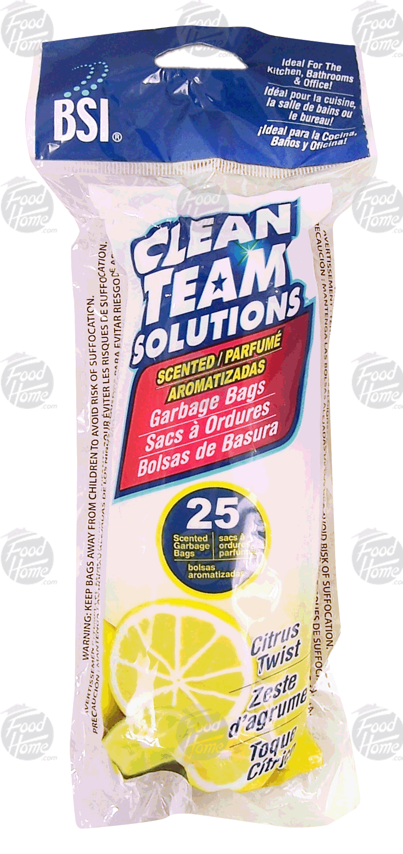 Clean Team Solutions  citrus twist scented garbage bags, 20 in x 22 in Full-Size Picture